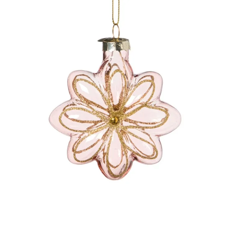 Xenos Kersthanger bloem - roze - 8.5x8x3.4 cm- Kersthangers|Kerstballen