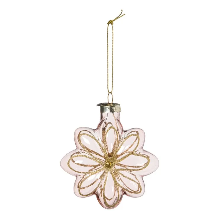 Xenos Kersthanger bloem - roze - 8.5x8x3.4 cm- Kersthangers|Kerstballen