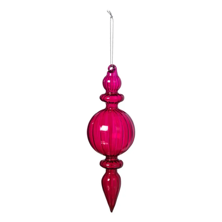 Xenos Kersthanger bolling - paars - ø7x22 cm- Kersthangers|Kerstballen