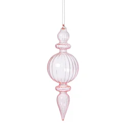 Xenos Kersthanger bolling - roze - ø7x22 cm- Kersthangers|Kerstballen