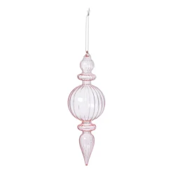 Xenos Kersthanger bolling - roze - ø7x22 cm- Kersthangers|Kerstballen