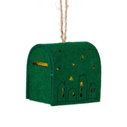 Xenos Kersthanger brievenbus - groen - 6.5x6x4.5 cm- Kerstverlichting|Kersthangers