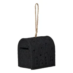 Xenos Kersthanger brievenbus - zwart - 6.5x6x4.5 cm- Kerstverlichting|Kersthangers