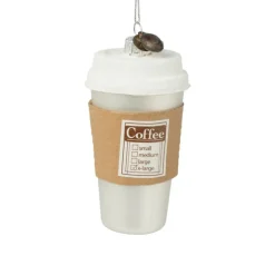 Xenos Kersthanger coffee to go - glas - ø5x10 cm- Kerstcadeaus|Kersthangers