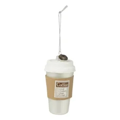 Xenos Kersthanger coffee to go - glas - ø5x10 cm- Kerstcadeaus|Kersthangers