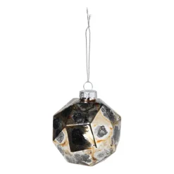 Xenos Kersthanger diamant - zwart/goudkleurig - ø8 cm- Kersthangers|Kerstballen