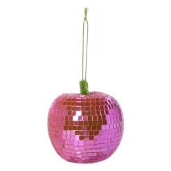 Xenos Kersthanger disco appel - paars - 9.5x7.8x7.8 cm- Kersthangers|Kerstballen