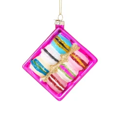 Xenos Kersthanger doosje macarons - multikleur - 3.6x11.5x7.8 cm- Kersthangers|Kerstballen