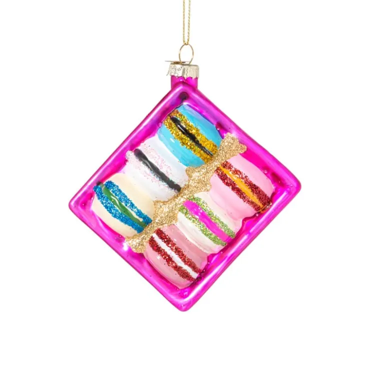 Xenos Kersthanger doosje macarons - multikleur - 3.6x11.5x7.8 cm- Kersthangers|Kerstballen