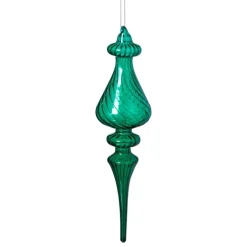 Xenos Kersthanger druppel - groen - ø6x23 cm- Kersthangers|Kerstballen