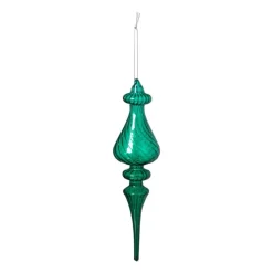 Xenos Kersthanger druppel - groen - ø6x23 cm- Kersthangers|Kerstballen