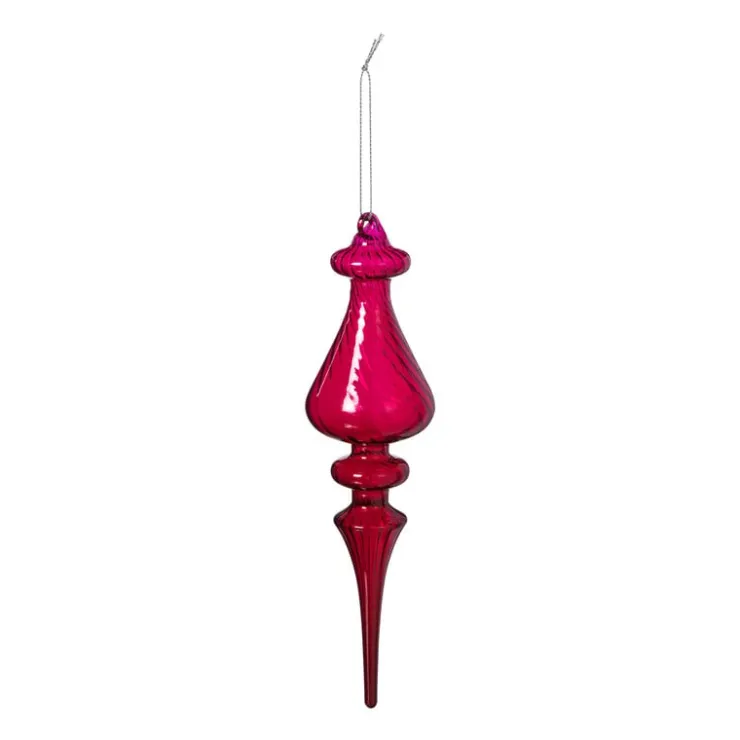 Xenos Kersthanger druppel - paars - ø6x23 cm- Kersthangers|Kerstballen