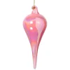 Xenos Kersthanger druppel - roze - ø6x15 cm- Kersthangers|Kerstballen