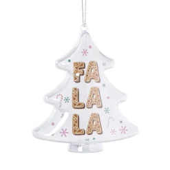 Xenos Kersthanger fa la la - transparant - 10.5x10.5x3.5 cm- Kersthangers|Kerstballen