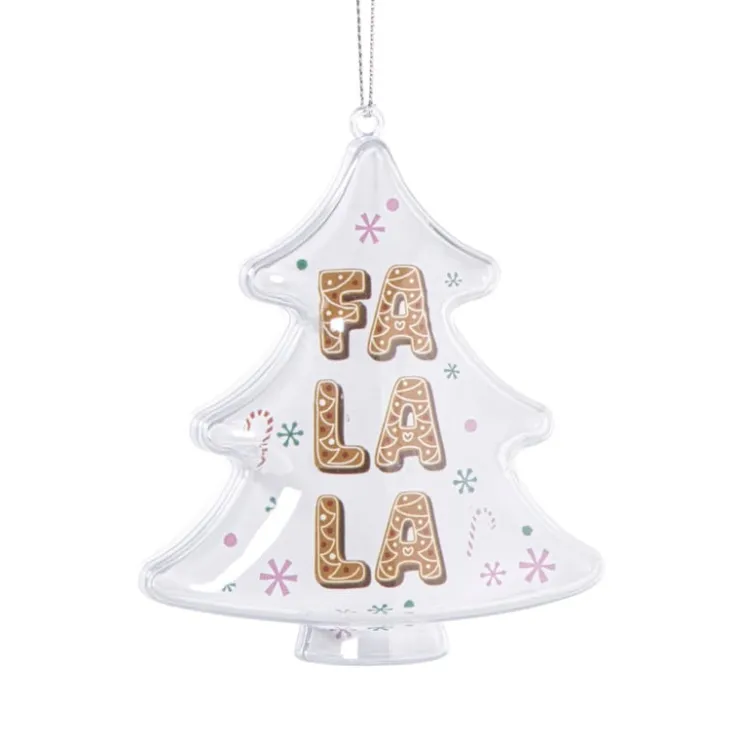 Xenos Kersthanger fa la la - transparant - 10.5x10.5x3.5 cm- Kersthangers|Kerstballen
