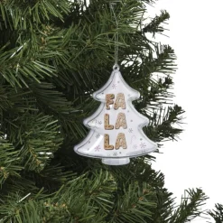 Xenos Kersthanger fa la la - transparant - 10.5x10.5x3.5 cm- Kersthangers|Kerstballen