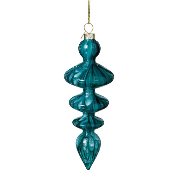 Xenos Kersthanger glas pegel - groen - ø5.5x15 cm- Kersthangers|Kerstballen
