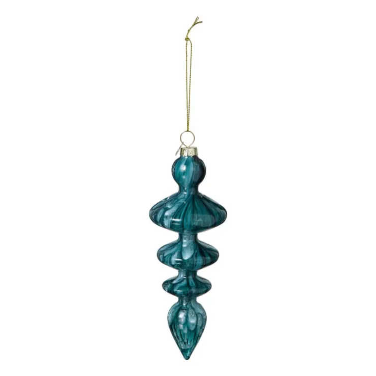 Xenos Kersthanger glas pegel - groen - ø5.5x15 cm- Kersthangers|Kerstballen
