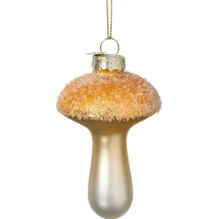 Xenos Kersthanger glitter paddenstoel - goudkleurig - ø6x9 cm- Kersthangers|Kerstballen
