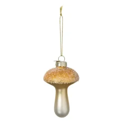 Xenos Kersthanger glitter paddenstoel - goudkleurig - ø6x9 cm- Kersthangers|Kerstballen