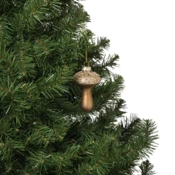 Xenos Kersthanger glitter paddenstoel - bruin - ø6x9 cm- Kersthangers|Kerstballen