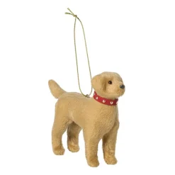 Xenos Kersthanger golden retriever met sjaal - bruin- 12x10.2x5 cm- Kersthangers|Kerstballen