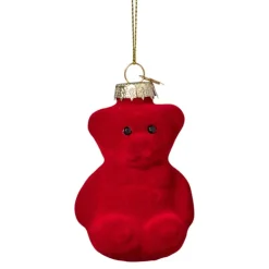 Xenos Kersthanger gummybeer velvet - rood - 8x5.6x4.6 cm- Kersthangers|Kerstballen