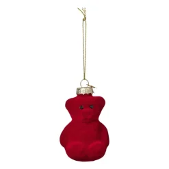 Xenos Kersthanger gummybeer velvet - rood - 8x5.6x4.6 cm- Kersthangers|Kerstballen