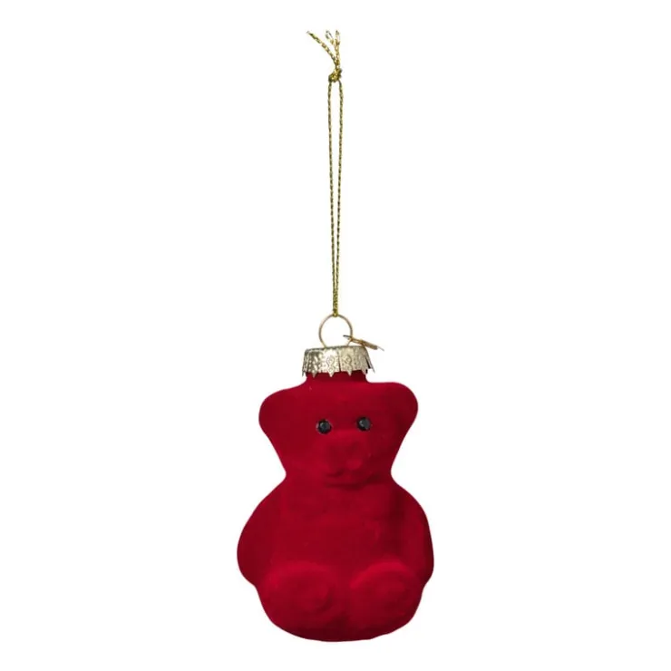 Xenos Kersthanger gummybeer velvet - rood - 8x5.6x4.6 cm- Kersthangers|Kerstballen