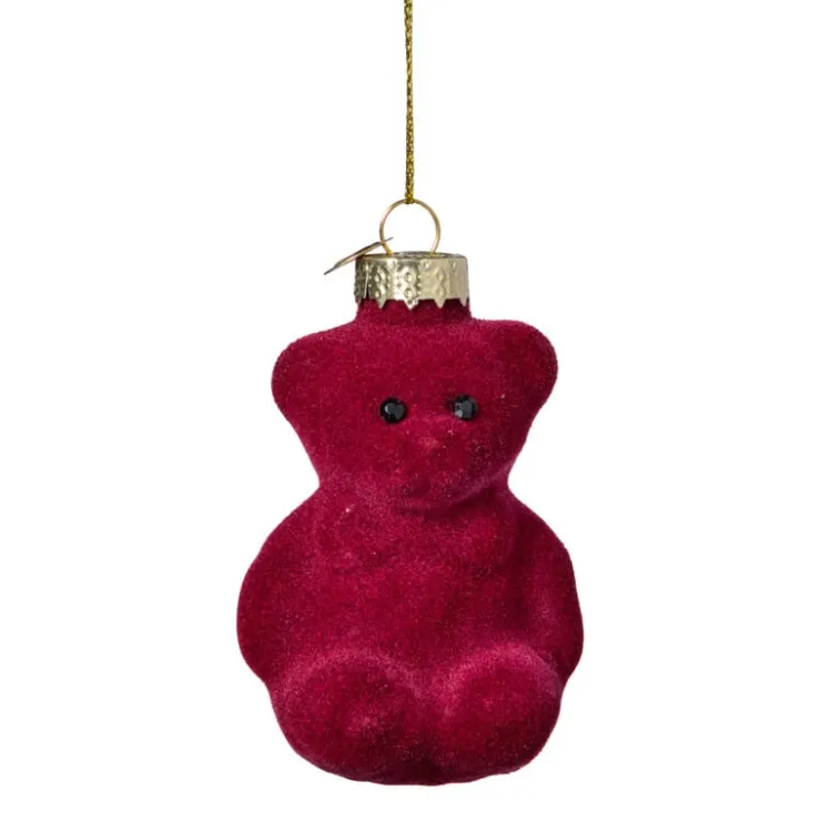 Xenos Kersthanger gummybeer velvet - paars - 8x5.6x4.6 cm- Kersthangers|Kerstballen