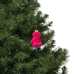Xenos Kersthanger gummybeer velvet - roze - 8x5.6x4.6 cm- Kersthangers|Kerstballen