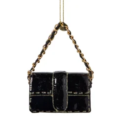 Xenos Kersthanger handtas - zwart - 4.2x7x2.8 cm- Kerstcadeaus|Kersthangers