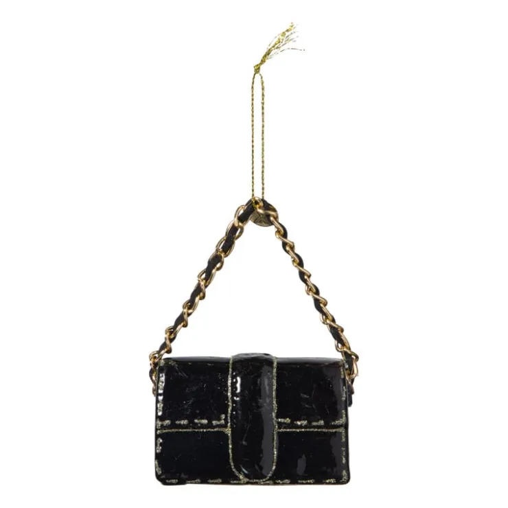Xenos Kersthanger handtas - zwart - 4.2x7x2.8 cm- Kerstcadeaus|Kersthangers