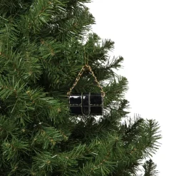 Xenos Kersthanger handtas - zwart - 4.2x7x2.8 cm- Kerstcadeaus|Kersthangers