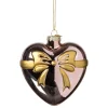 Xenos Kersthanger hart met strik - roze - 10.5x10x4.5 cm- Kerstcadeaus|Kersthangers