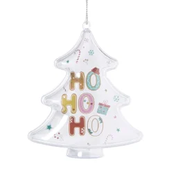 Xenos Kersthanger ho ho ho - transparant - 10x8.8x7 cm- Kerstcadeaus|Kersthangers