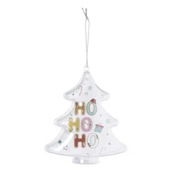 Xenos Kersthanger ho ho ho - transparant - 10x8.8x7 cm- Kerstcadeaus|Kersthangers