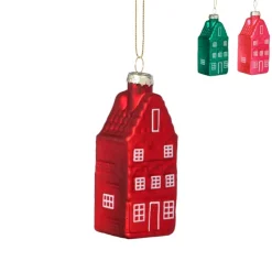Xenos Kersthanger huisjes - multikleur - diverse varianten - 9.5x3.5x3.5 cm- Kerstballen|Kersthangers