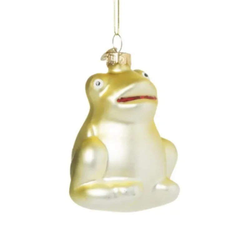 Xenos Kersthanger kikker - glas - 8x6.4x5.6 cm- Kersthangers|Kerstballen