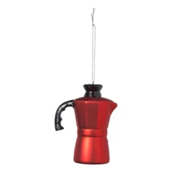 Xenos Kersthanger koffiemaker - rood - 10.5x8x5 cm- Kerstcadeaus|Kerstballen