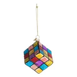 Xenos Kersthanger kubus - glas - 5.5x5.5x5.5 cm- Kersthangers|Kerstballen
