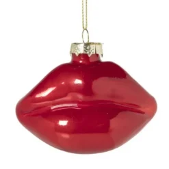 Xenos Kersthanger lippen rood - glas - 8.5x9.5x5 cm- Kersthangers|Kerstballen