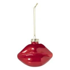 Xenos Kersthanger lippen rood - glas - 8.5x9.5x5 cm- Kersthangers|Kerstballen
