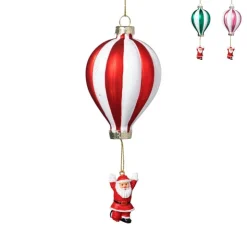 Xenos Kersthanger luchtballon met kerstman - diverse varianten - ø7.5x16.5 cm- Kersthangers|Kerstballen