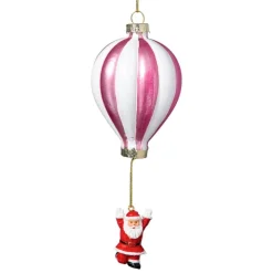 Xenos Kersthanger luchtballon met kerstman - diverse varianten - ø7.5x16.5 cm- Kersthangers|Kerstballen
