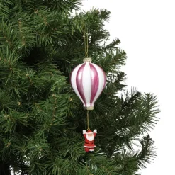 Xenos Kersthanger luchtballon met kerstman - diverse varianten - ø7.5x16.5 cm- Kersthangers|Kerstballen