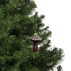 Xenos Kersthanger paddenstoel - bruin - ø5.5x9 cm- Kersthangers|Kerstballen