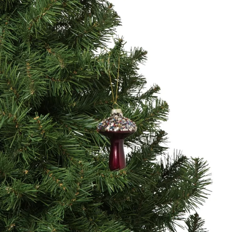 Xenos Kersthanger paddenstoel - bruin - ø5.5x9 cm- Kersthangers|Kerstballen
