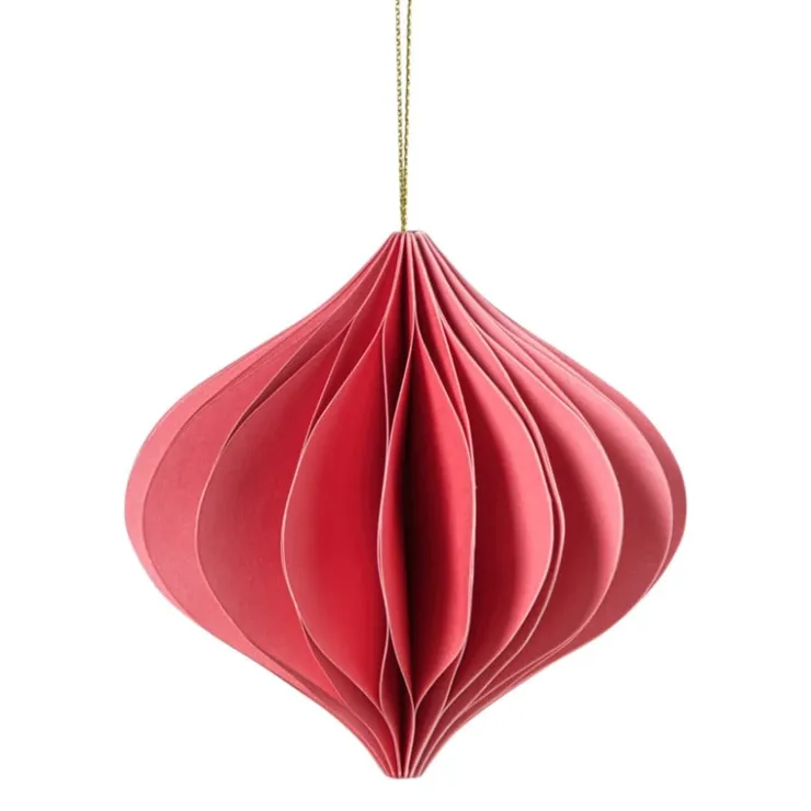 Xenos Kersthanger papier - roze - ø10 cm- Kersthangers|Kerstballen