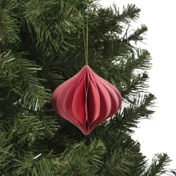 Xenos Kersthanger papier - roze - ø10 cm- Kersthangers|Kerstballen